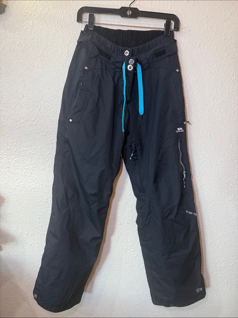 Trespass Black Ski Pants with Blue Drawcord